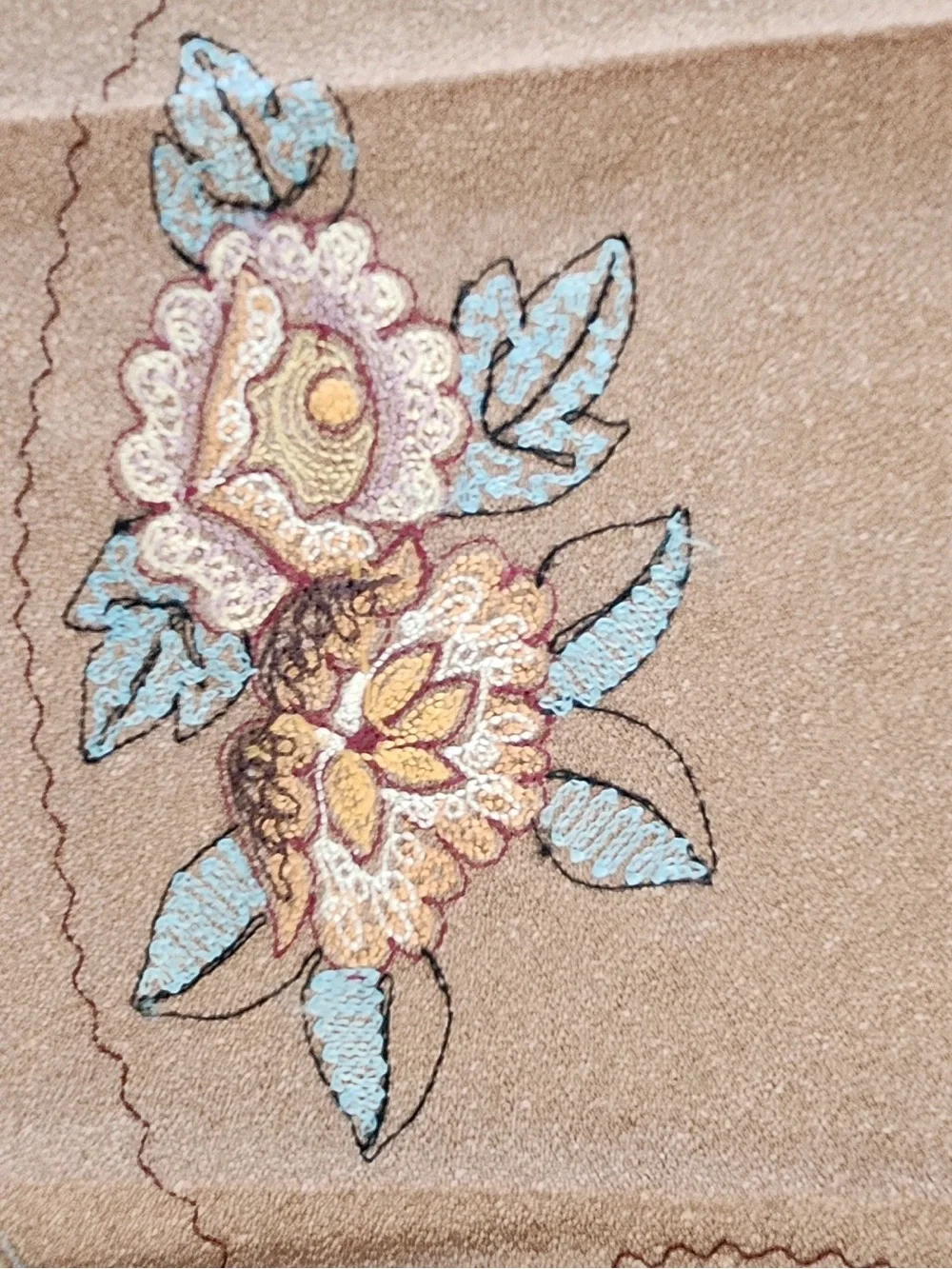 Vintage Punch Needle Embroidered Table Mat / Doily Warm Earth Tones